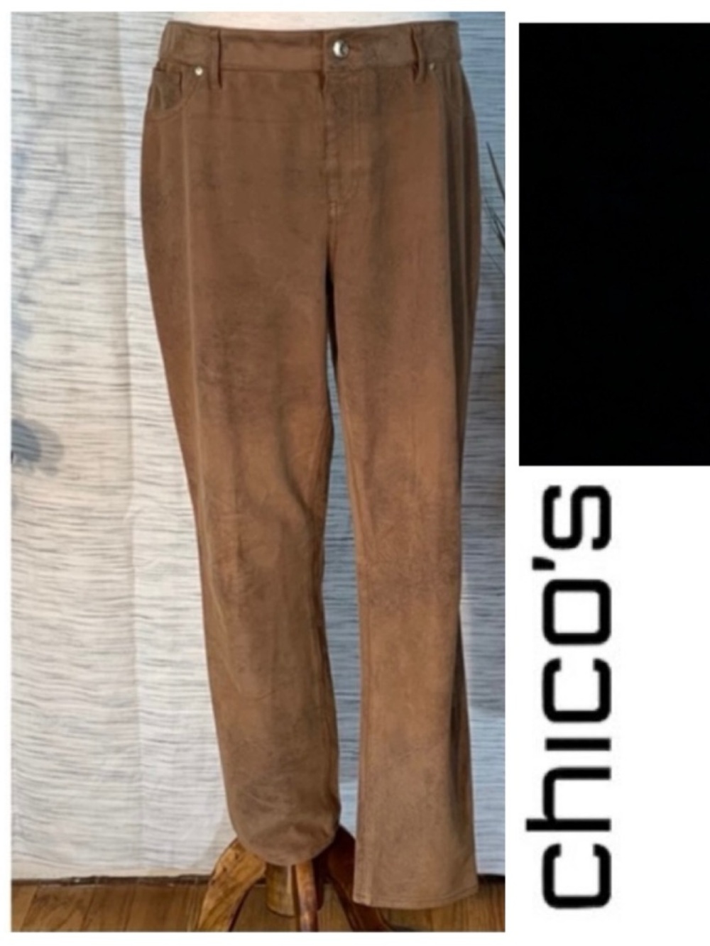 Chico’s brown faux leather/suede style jeans.